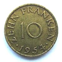 SÁRSKO 10 franků 1954