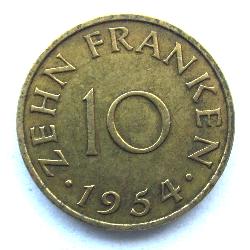 SAAR 10 francs 1954