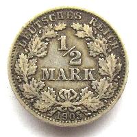 Německo 1/2 marky 1905 A