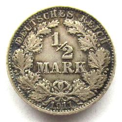 Německo 1/2 marky 1911 A