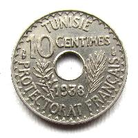 Tunisko 10 centimů 1938