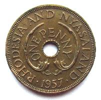Rhodesie a Nyasaland 1 pence 1957