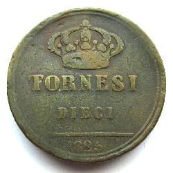 Kingdom of the Two Sicilies 10 tornesi 1825